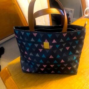 J World Handbag Black w Pink and Green Triangles